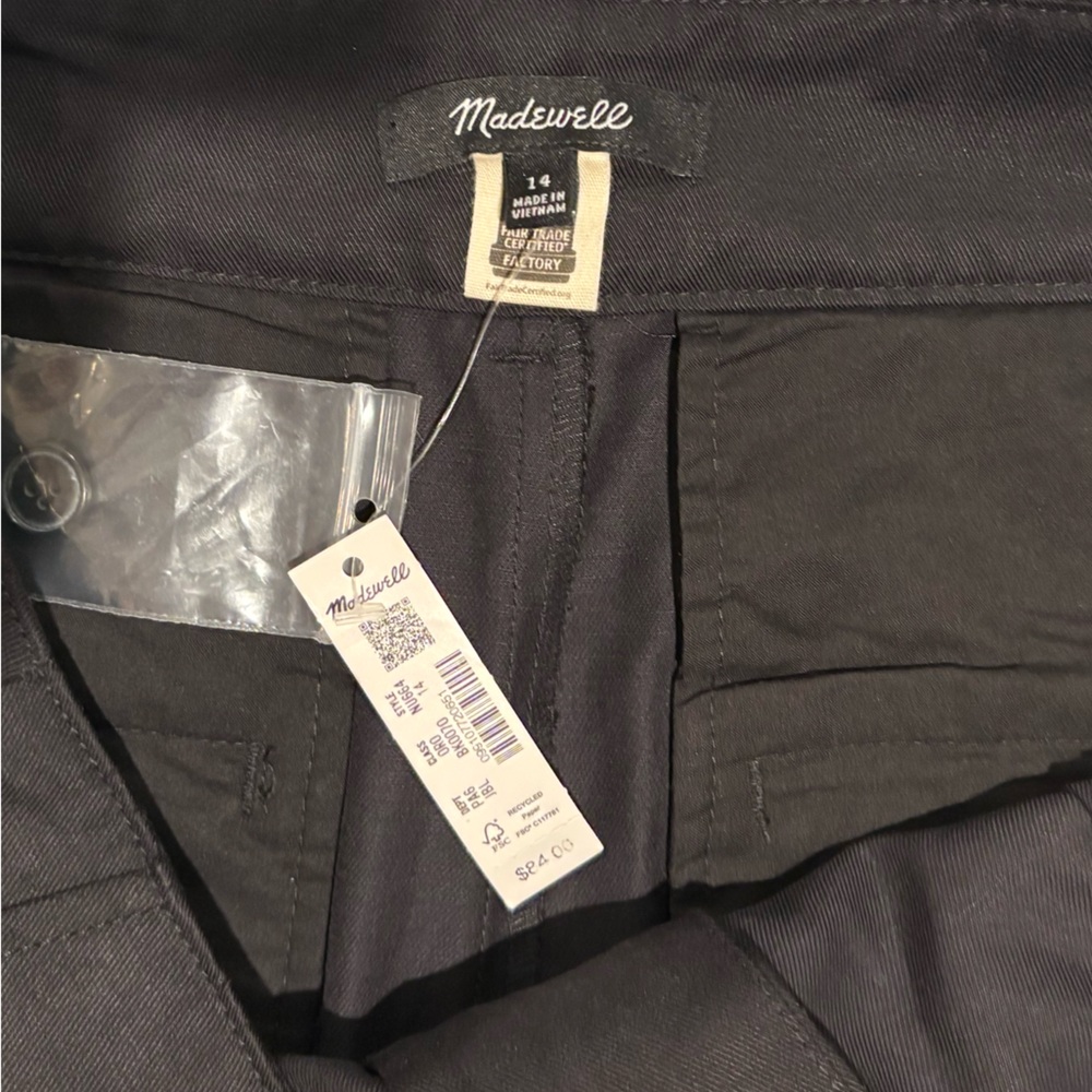 Madewell Pleated High Waist Lyocell/Cotton/Linen Black Shorts Size 14 - Picture 4 of 9